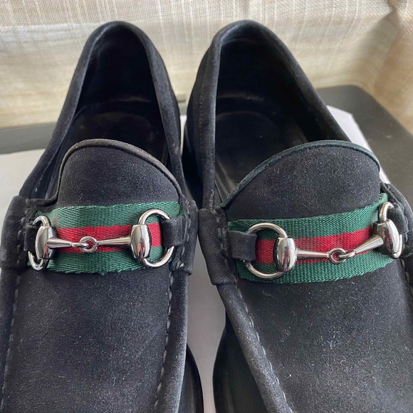 MEN\'S GUCCI BLACK SUEDE LEATHER LOAFERS/ moccasins 40.5-7.5 slip on slides derby main image 4
